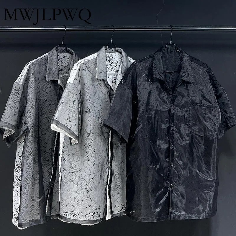 MWJLPWQ Lace Summer Niche Design Shirts Male Short Sleeve Fake Two Piece Streetwear Loose Casual Men's Tops 2025 New Tide 010876
MWJLPWQ Lace Summer Niche Design Shirts Male Short Sleeve Fake Two Piece Streetwear Loose Casual Men's Tops 2025 New Tide 010876