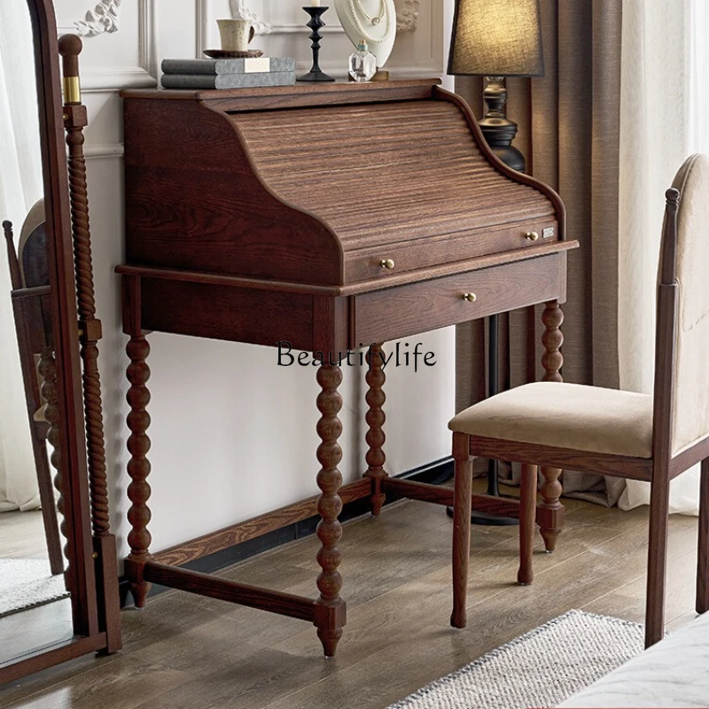 Medieval organ roller shutter dresser French retro solid wood makeup table small apartment high-end storage cabinet dressing
Medieval organ roller shutter dresser French retro solid wood makeup table small apartment high-end storage cabinet dressing