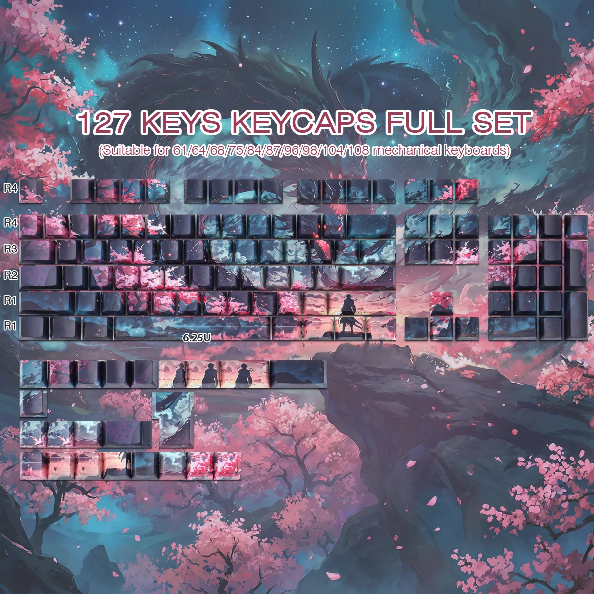 Dragon Knight Side Backlight Set Keycaps 127 Keys PBT Cherry Profile DYE-SUB For MX Switch Mechanical Keyboard ISO ANSI Layout
Dragon Knight Side Backlight Set Keycaps 127 Keys PBT Cherry Profile DYE-SUB For MX Switch Mechanical Keyboard ISO ANSI Layout