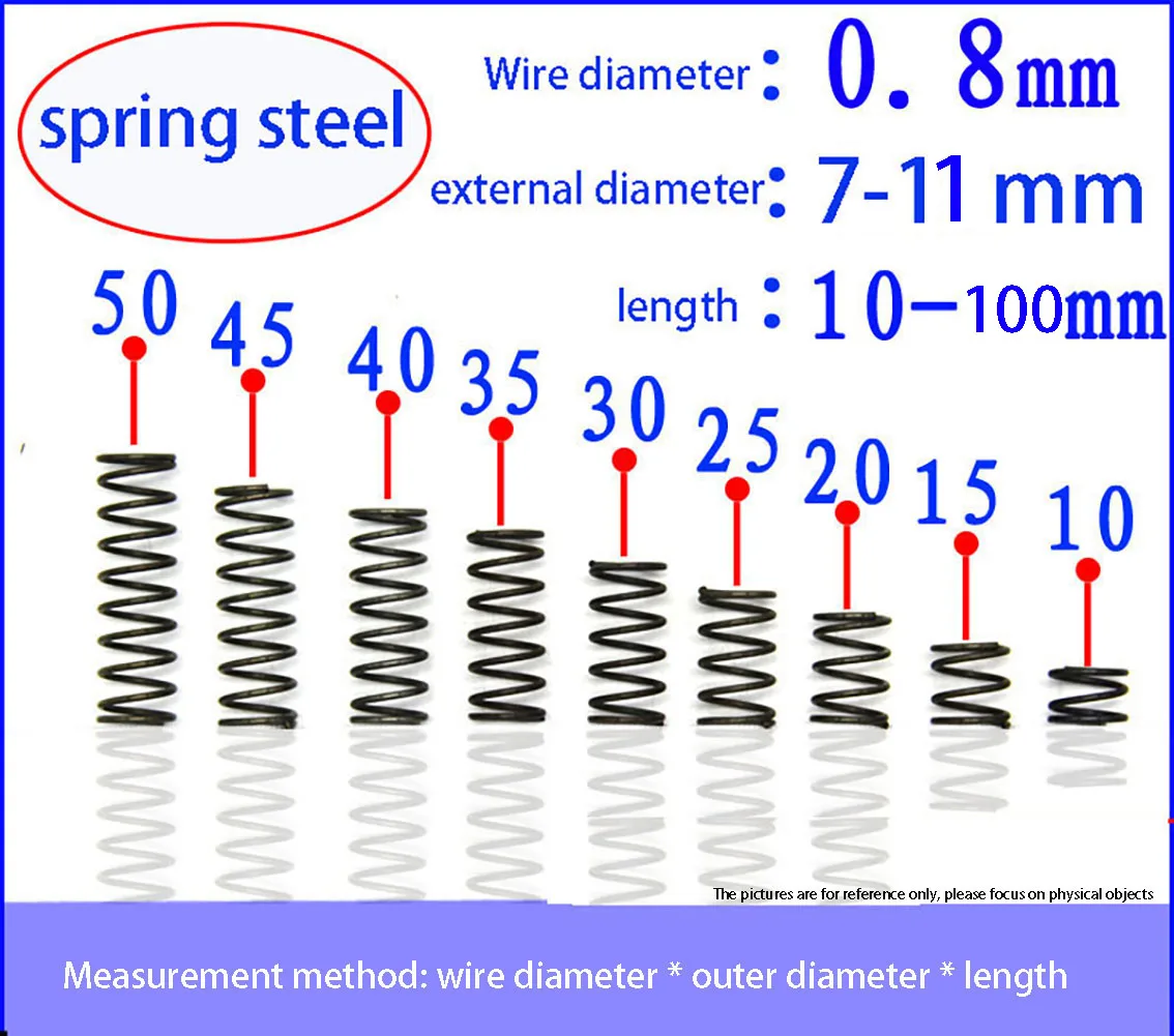 5PCS Outer Diameter 0.8mm Galvanized Y-shaped Compression Spring Return Spring Length 10mm-100mm Outer Diameter 7mm-11mm
5PCS Outer Diameter 0.8mm Galvanized Y-shaped Compression Spring Return Spring Length 10mm-100mm Outer Diameter 7mm-11mm