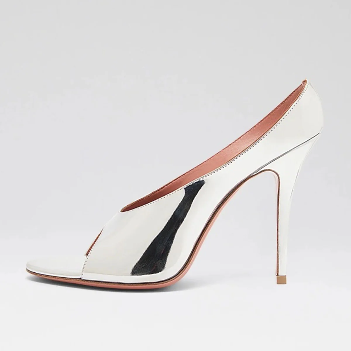Arden Furtado Summer Silver Bright leather Peep toe Slippers Round toe pull-on Super high heel Sexy Word slippers Banquet shoes
Arden Furtado Summer Silver Bright leather Peep toe Slippers Round toe pull-on Super high heel Sexy Word slippers Banquet shoes