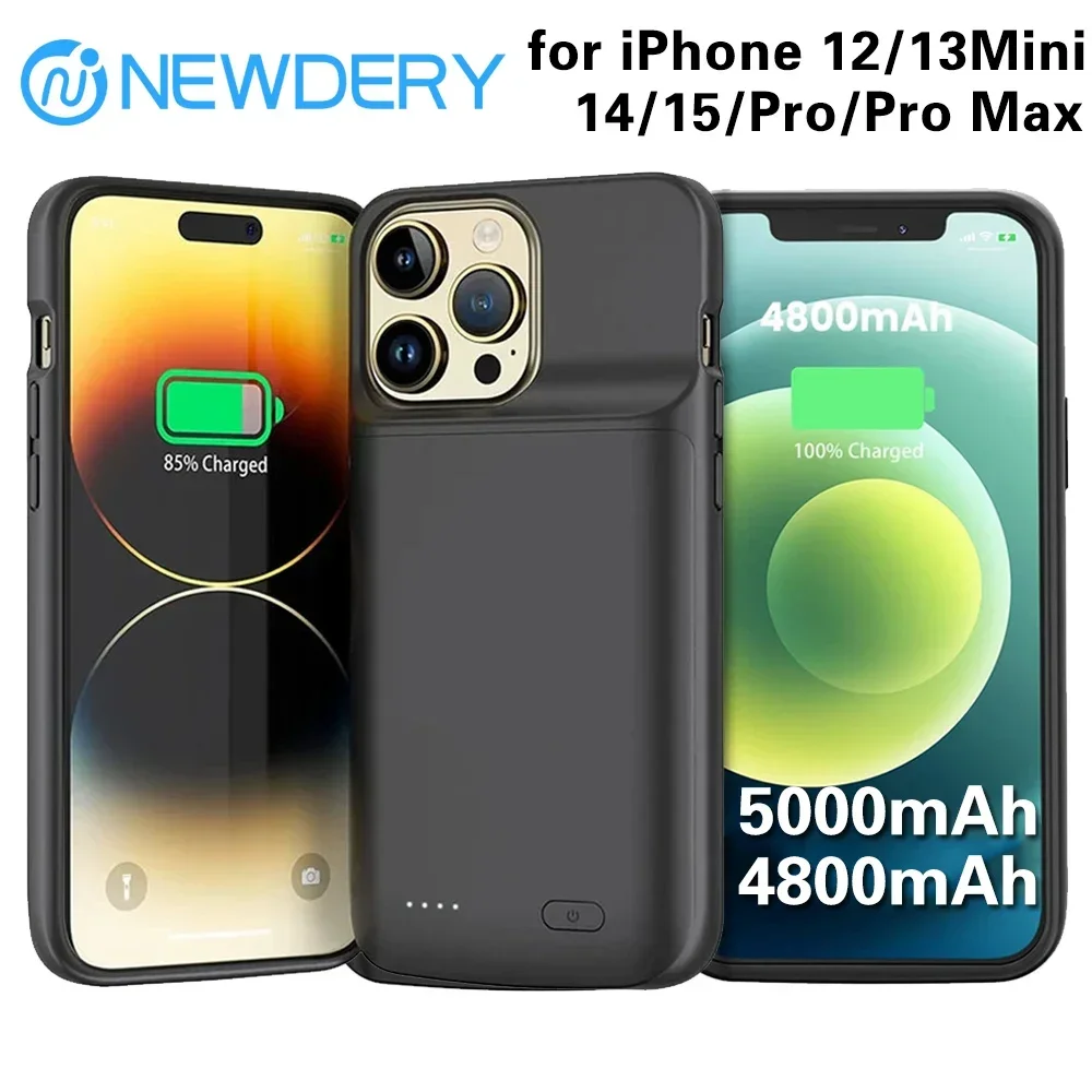 NEWDERY 4800mAh Battery Charger Case for iPhone 12 13 14 15 Pro Max/12mini/13mini Power Case Portable Charging Power Bank Cover
NEWDERY 4800mAh Battery Charger Case for iPhone 12 13 14 15 Pro Max/12mini/13mini Power Case Portable Charging Power Bank Cover