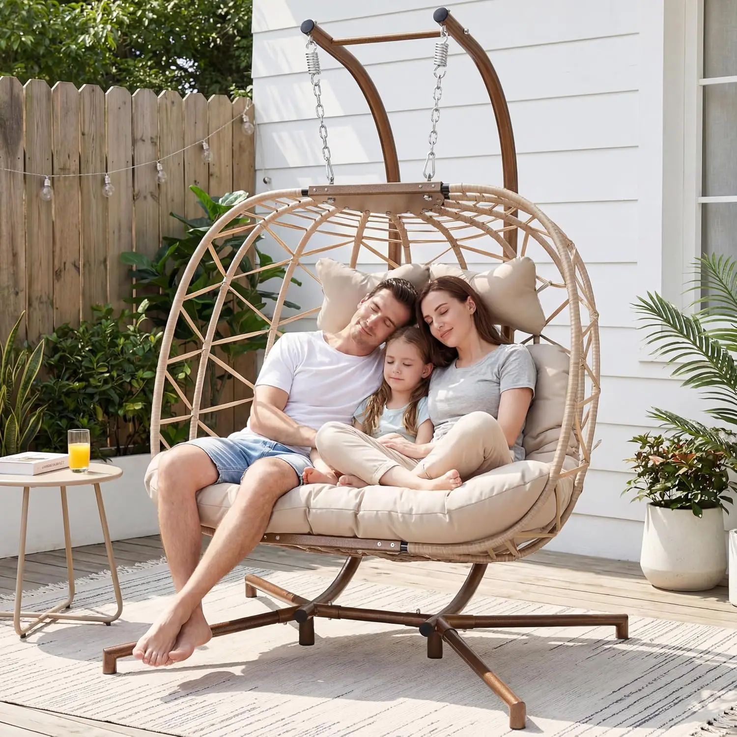 Extra Large Indoor Outdoor Wicker Loveseat Swing Chair with Cushions, Cozy Sturdy Porch Hammock for Backyard Balcony, Beige
Extra Large Indoor Outdoor Wicker Loveseat Swing Chair with Cushions, Cozy Sturdy Porch Hammock for Backyard Balcony, Beige