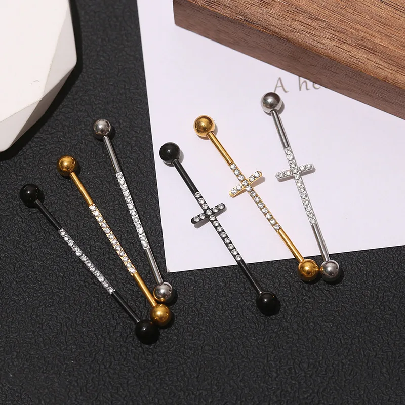 6PCS Stainless Steel Cross Barbell Ear Bone Piercing Punk Zircon Embedded Long Body Jewelry Ear Lobe Cartilage Nose Piercing
6PCS Stainless Steel Cross Barbell Ear Bone Piercing Punk Zircon Embedded Long Body Jewelry Ear Lobe Cartilage Nose Piercing