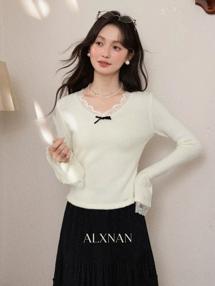 ALXNAN Apricot Knitwear Women's Autumn Winter V-neck Lace Patchwork Long Sleeve Sweater ELEGANT Slim-fit Basic Pullover L59853
ALXNAN Apricot Knitwear Women's Autumn Winter V-neck Lace Patchwork Long Sleeve Sweater ELEGANT Slim-fit Basic Pullover L59853