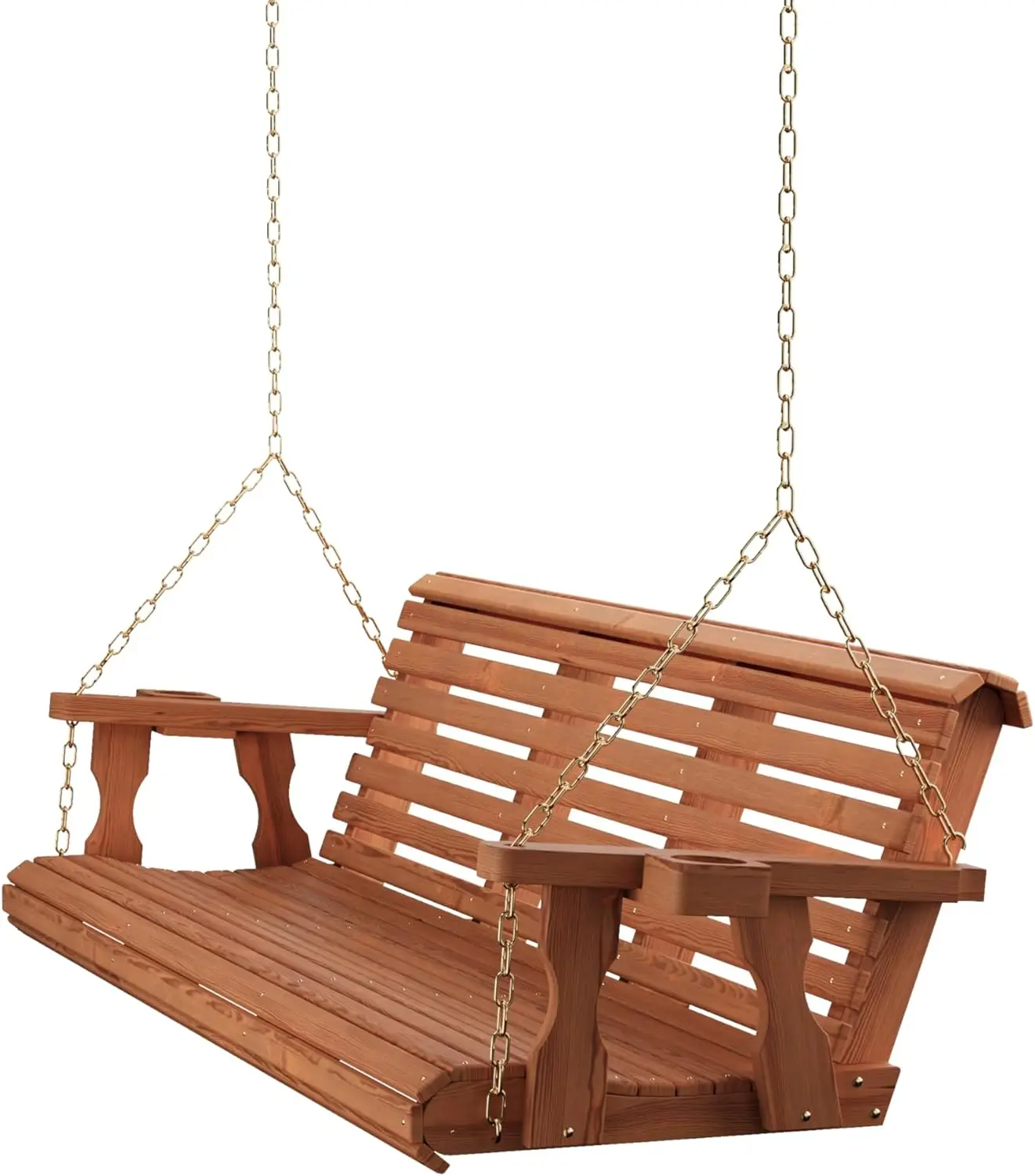 Heavy Duty 700 Lb Capacity Porch Swing with Cupholders 6 Foot Cedar Stain Wooden Outdoor Roll Back Swing with Hanging Chains
Heavy Duty 700 Lb Capacity Porch Swing with Cupholders 6 Foot Cedar Stain Wooden Outdoor Roll Back Swing with Hanging Chains