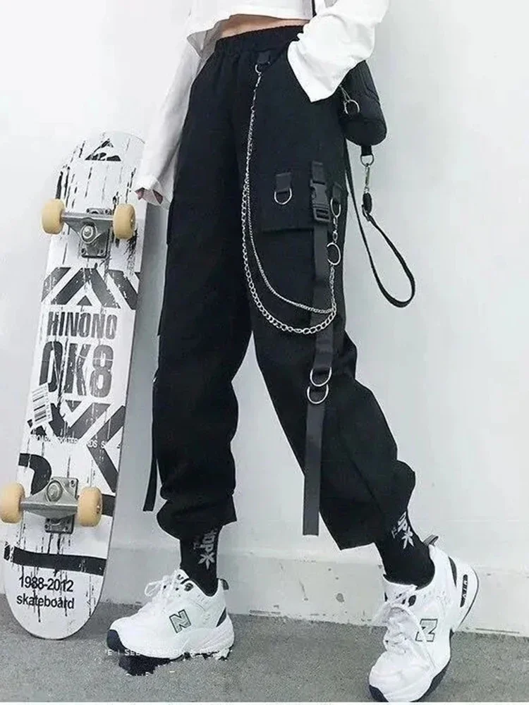 Женские брюки-карго, черные джоггеры с высокой талией, шаровары в стиле Харадзюку, панк-готическая техническая одежда, брюки с цепочкой, женские хип-хоп XT1355
Женские брюки-карго, черные джоггеры с высокой талией, шаровары в стиле Харадзюку, панк-готическая техническая одежда, брюки с цепочкой, женские хип-хоп XT1355