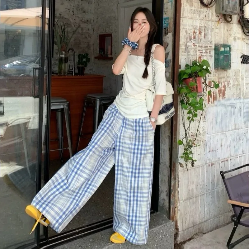 Summer 2026 New Loose Casual Plaid Straight Wide-leg Pants Thin High-waisted Pants
Summer 2026 New Loose Casual Plaid Straight Wide-leg Pants Thin High-waisted Pants