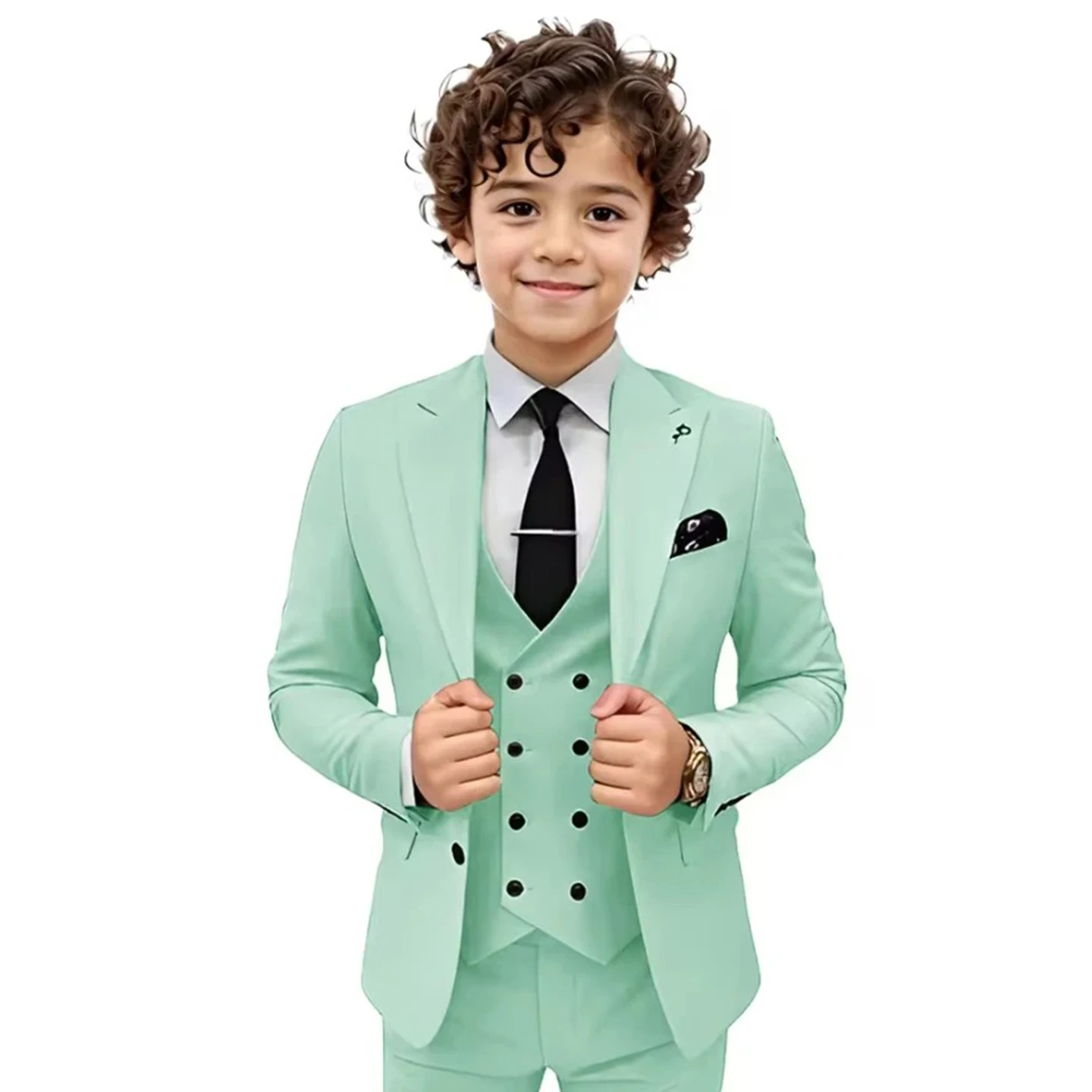 Boys' Light Green Three - Piece Suit Set Elegant Outfit Makes Young Gentlemen Stand Out Wedding Party Single Breasted Blazer
Boys' Light Green Three - Piece Suit Set Elegant Outfit Makes Young Gentlemen Stand Out Wedding Party Single Breasted Blazer
