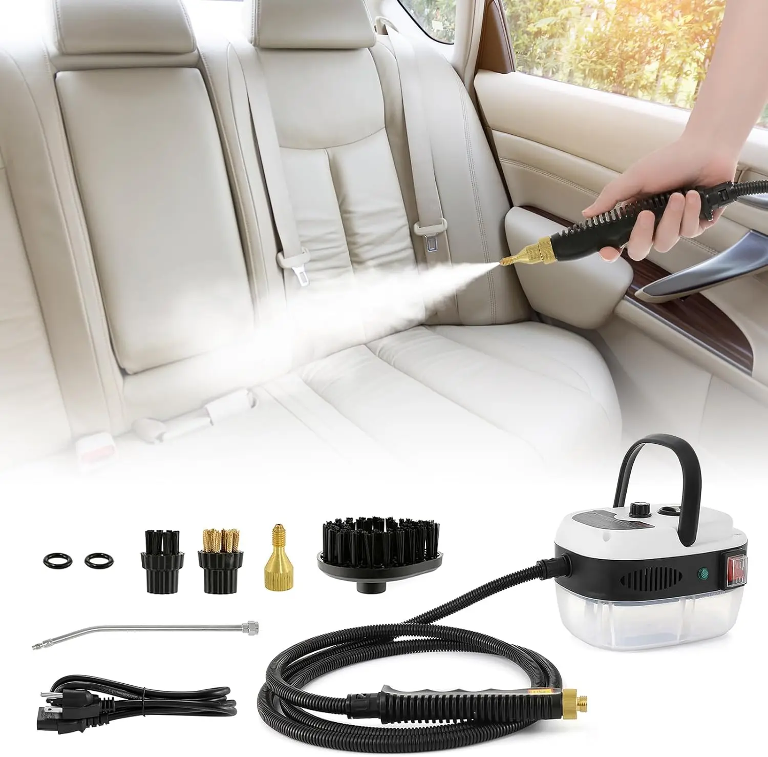 2500W High Pressure Steam Cleaner for Auto Detailing, Handheld Portable Steam Cleaning Machine with 1L Tank
2500W High Pressure Steam Cleaner for Auto Detailing, Handheld Portable Steam Cleaning Machine with 1L Tank