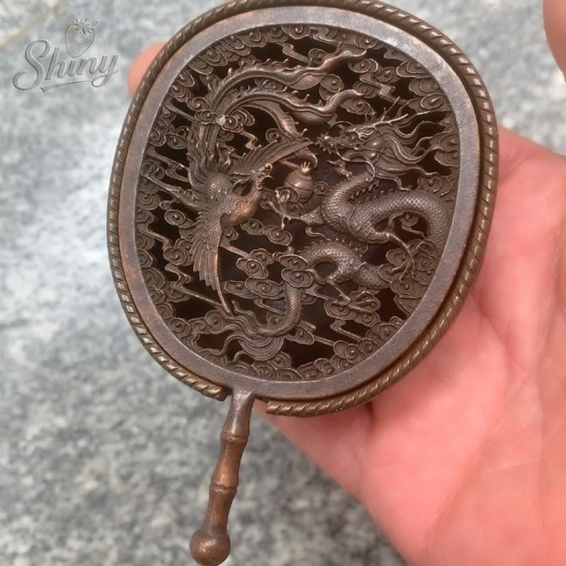 Antique Collection Dragon and Phoenix Fan Incense Burner Ornamental Home Indoor Fan-shaped Incense Burner 
Antique Collection Dragon and Phoenix Fan Incense Burner Ornamental Home Indoor Fan-shaped Incense Burner