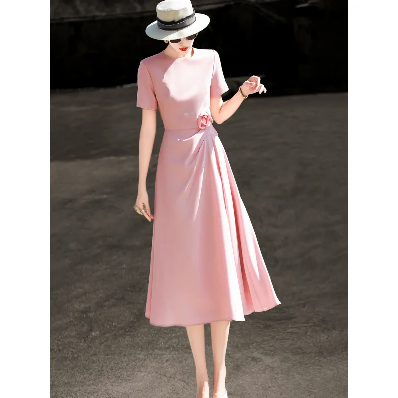 MEXCOCO 2026 New Summer French Elegant Round Neck Short Sleeve 3D Floral Twist Waist Slim A Line Midi Formal Dress
MEXCOCO 2026 New Summer French Elegant Round Neck Short Sleeve 3D Floral Twist Waist Slim A Line Midi Formal Dress