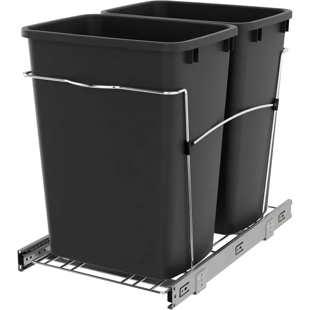 18-Gallon Double Pullout Trash Can with Full Extension Slides, Black
18-Gallon Double Pullout Trash Can with Full Extension Slides, Black