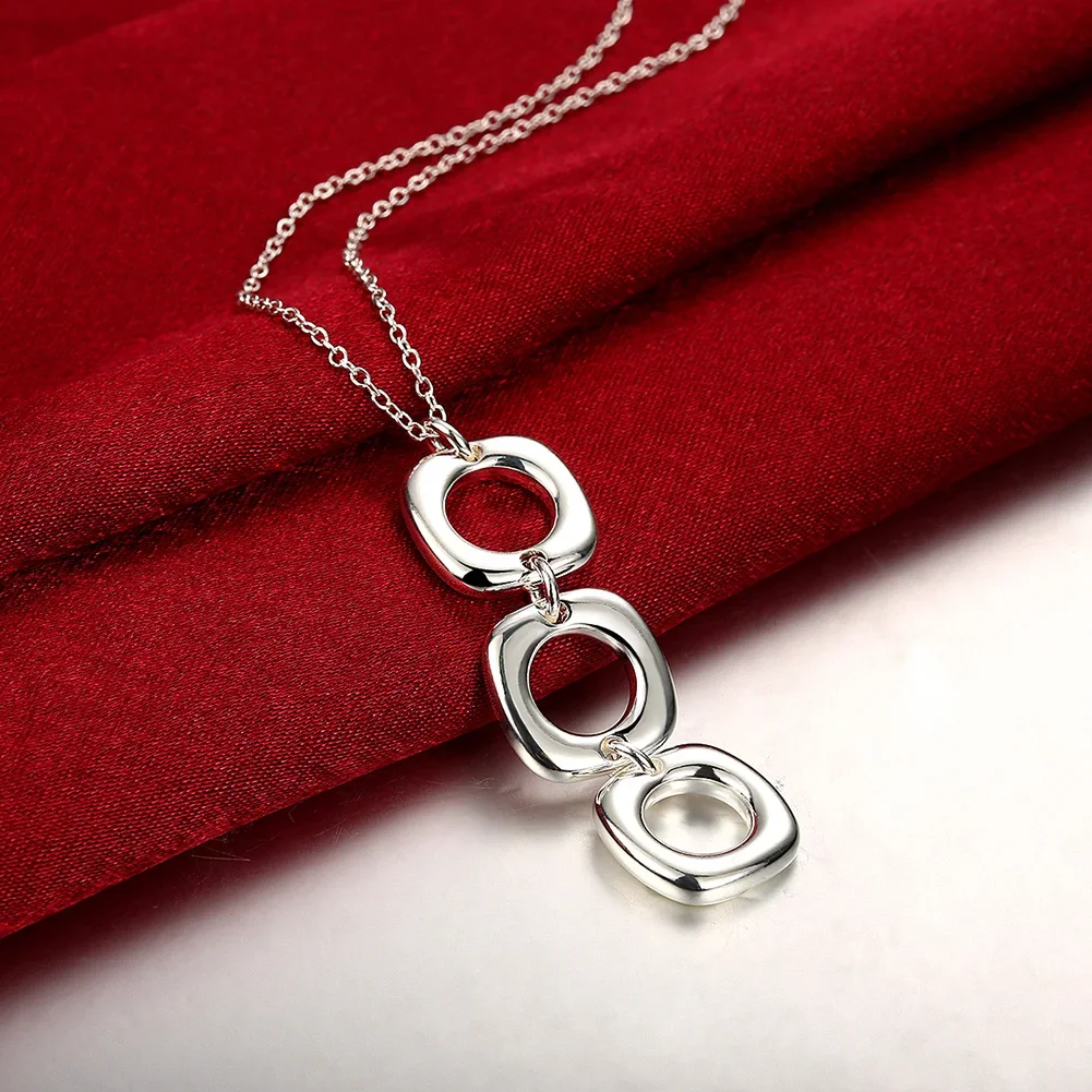 925 Sterling Silver Three Square Pendant Necklace for Women Luxury Fashion Party Wedding Accessories Jewelry Christmas Gifts
925 Sterling Silver Three Square Pendant Necklace for Women Luxury Fashion Party Wedding Accessories Jewelry Christmas Gifts
