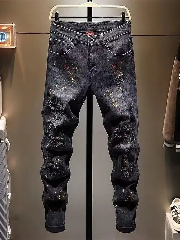 Мужские джинсы Bla Slim Fit, модные брендовые джинсы Ins, царапанные чернилами, нашивка с дырками, корейская версия, эластичная длина до щиколотки...
Мужские джинсы Bla Slim Fit, модные брендовые джинсы Ins, царапанные чернилами, нашивка с дырками, корейская версия, эластичная длина до щиколотки...