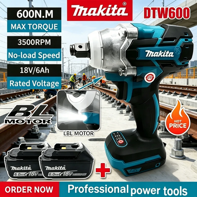 Makita DTW600 1/2Inch 3100IPM Cordless Wrench Brushless Screwdriver Rechargable Electric Screwdriver Vehicle Service Tool
Makita DTW600 1/2Inch 3100IPM Cordless Wrench Brushless Screwdriver Rechargable Electric Screwdriver Vehicle Service Tool