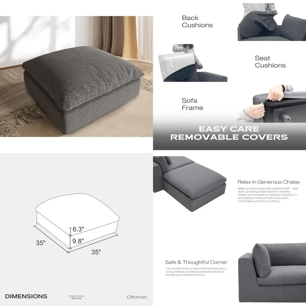 Large Modular Sectional Sofa with Deep Seating and Removable Cushion Covers for Comfortable Living Room
Large Modular Sectional Sofa with Deep Seating and Removable Cushion Covers for Comfortable Living Room