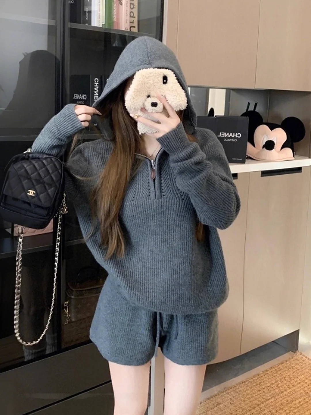 Loose Knitted Hat Set Women's Casual Sle Two-Piece Suit Polyester Fiber Long Sve Hooded Top orts Set Comfortable Fit
Loose Knitted Hat Set Women's Casual Sle Two-Piece Suit Polyester Fiber Long Sve Hooded Top orts Set Comfortable Fit