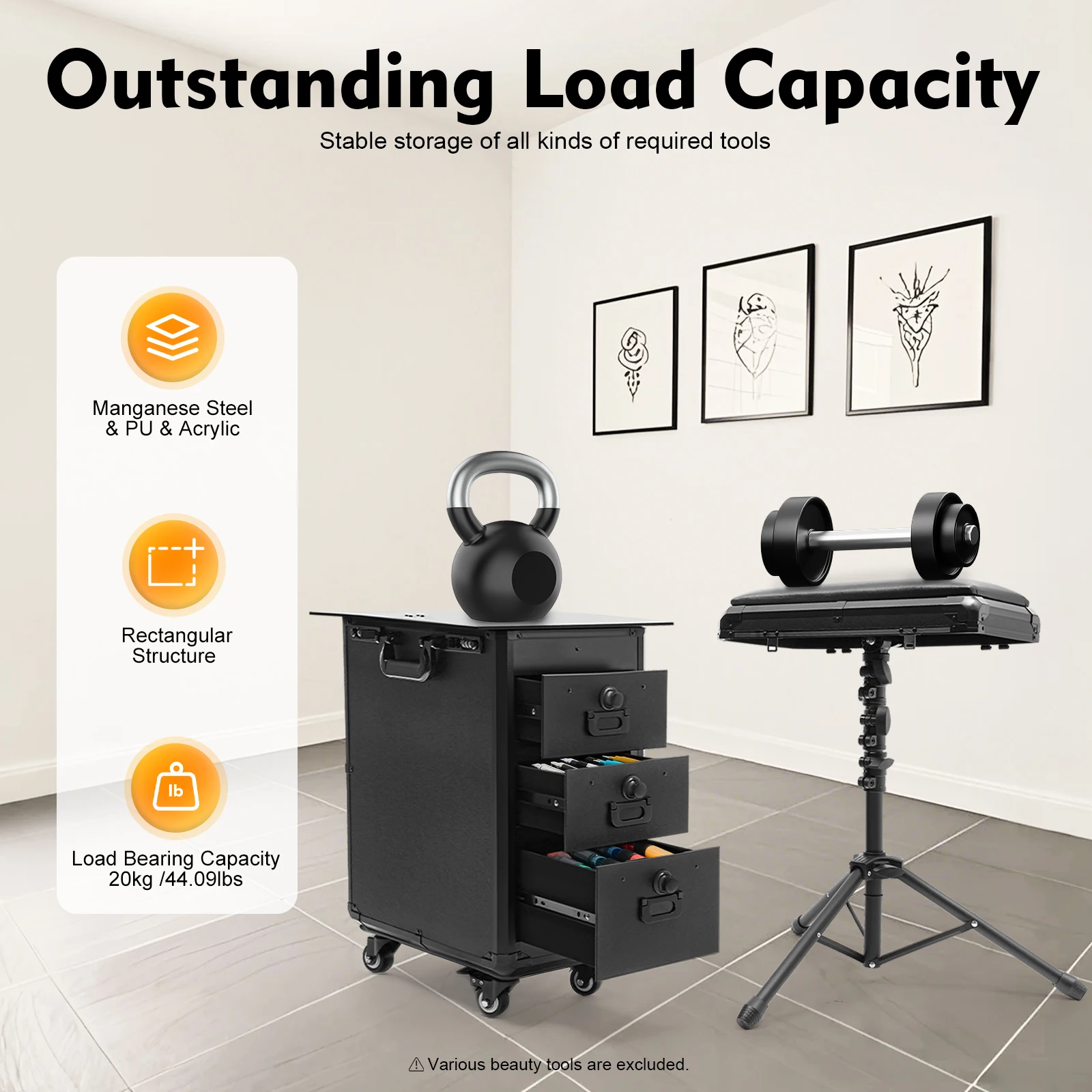 Rolling Makeup Case with 3 Drawers,Wheels,Combination Lock,44 Lbs Capacity,with Adjustable Handle,Silent Wheels for Travel,Home
Rolling Makeup Case with 3 Drawers,Wheels,Combination Lock,44 Lbs Capacity,with Adjustable Handle,Silent Wheels for Travel,Home