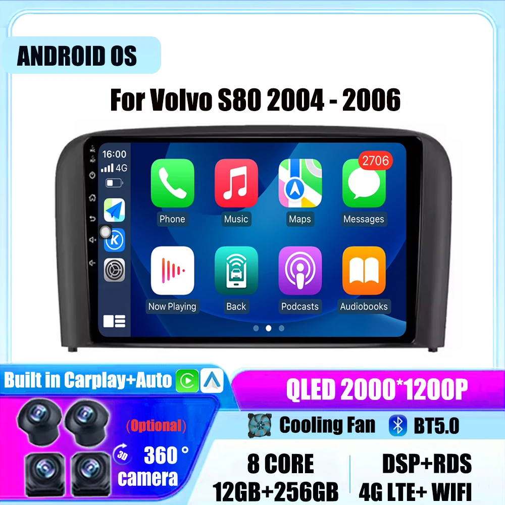 Android Auto Car Radio For Volvo S80 2004 2005 2006 Car Multimedia Player Tools Navigation GPS DVD Tape Recorder 4G WIFI BT DSP
Android Auto Car Radio For Volvo S80 2004 2005 2006 Car Multimedia Player Tools Navigation GPS DVD Tape Recorder 4G WIFI BT DSP