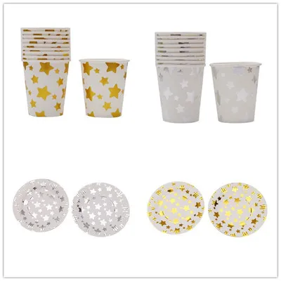 2019 Hot Stamping Silver Five-Pointed Star Tableware Wedding Birthday Holiday Party Party Disposable Supplies Disposal Plate Cup
2019 Hot Stamping Silver Five-Pointed Star Tableware Wedding Birthday Holiday Party Party Disposable Supplies Disposal Plate Cup