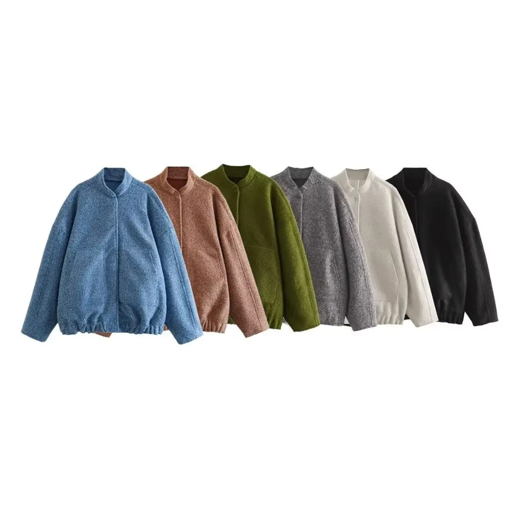 Zatrax- Women's Loose Bomber Jacket Spring Autumn European American Style Pocket Collar Fashionable Casual Coat 
Zatrax- Women's Loose Bomber Jacket Spring Autumn European American Style Pocket Collar Fashionable Casual Coat