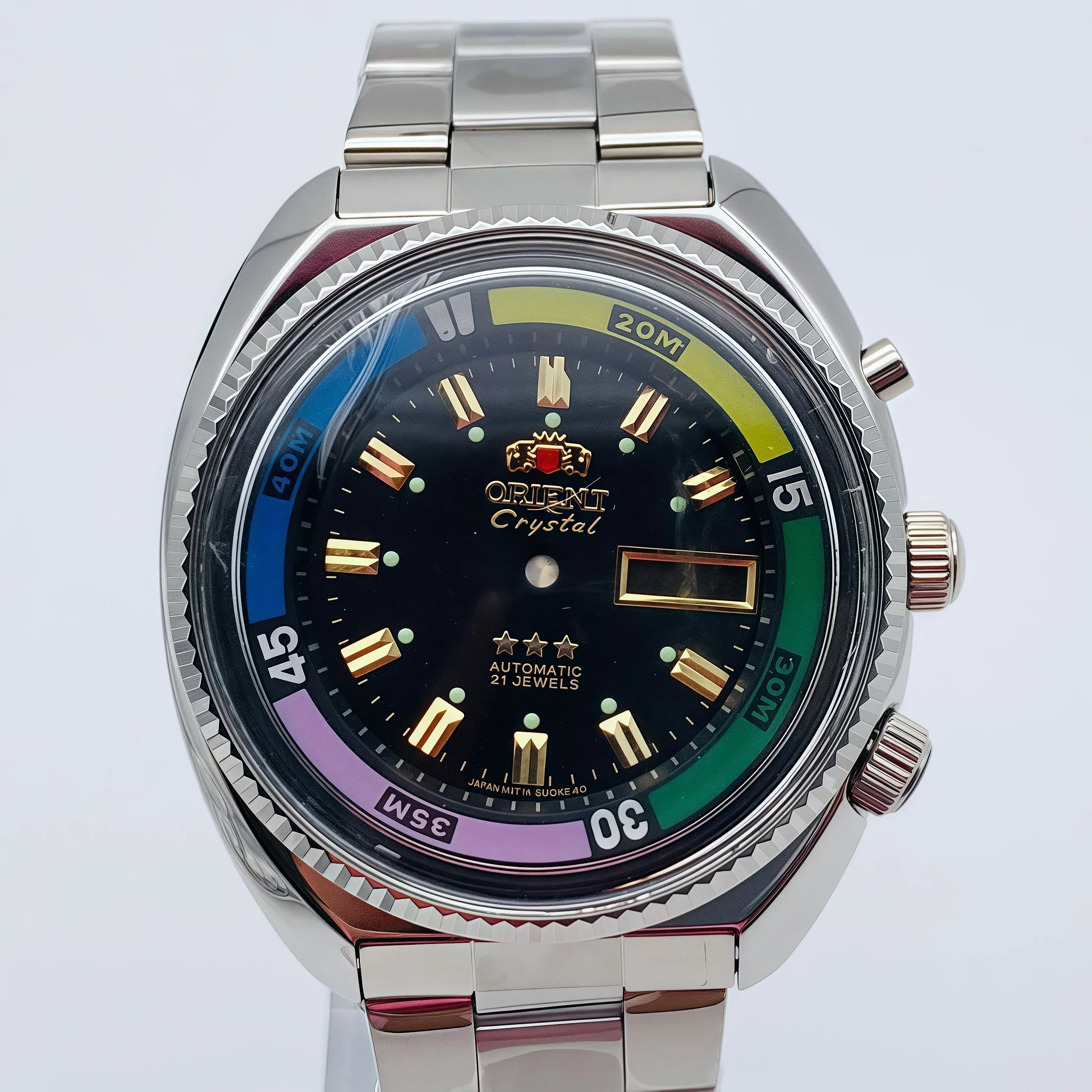 88A Store Japanese movement Orient automatic mechanical unisex wristwatch full function steel bracelet rotating dial luminous
88A Store Japanese movement Orient automatic mechanical unisex wristwatch full function steel bracelet rotating dial luminous