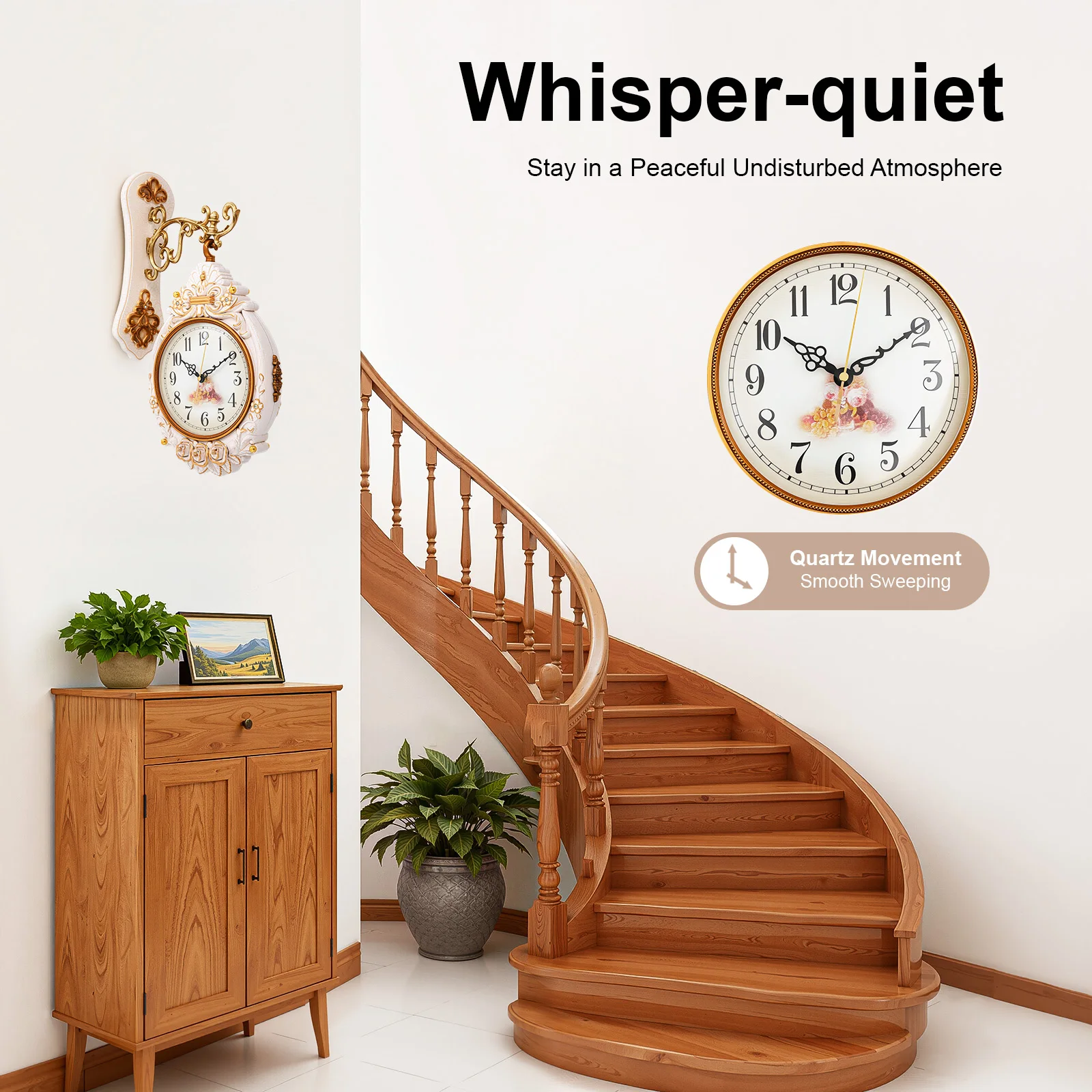 Cream Color Double Side Wall Clock,Round Metal Quartz Wall Clock Battery Powered 12-Hour Display for Living Room,Entrance Door
Cream Color Double Side Wall Clock,Round Metal Quartz Wall Clock Battery Powered 12-Hour Display for Living Room,Entrance Door
