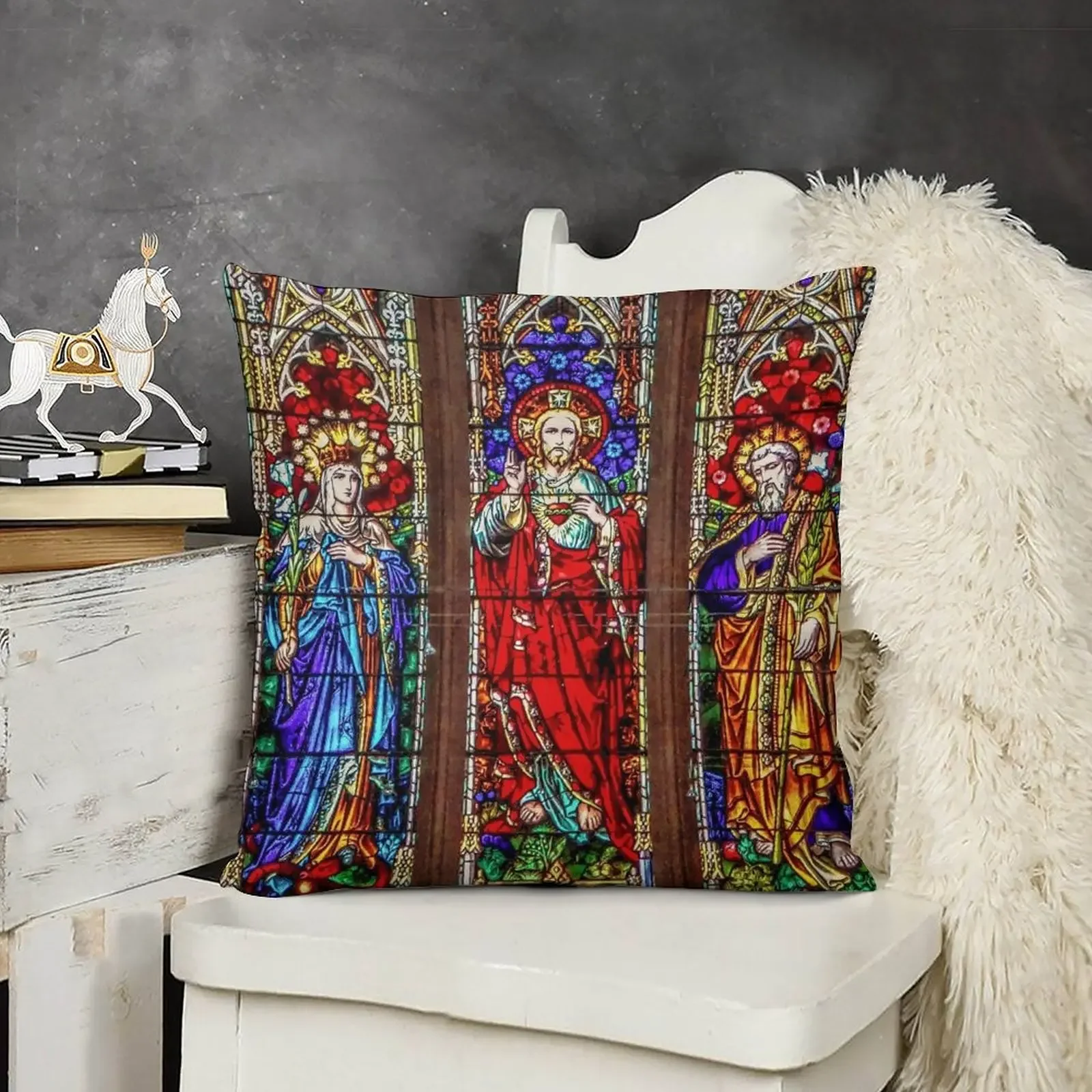 Stained Glass Window at Sacred Heart Cathedral Throw Pillow Sofa Decorative Covers luxury decor luxury sofa pillows pillow
Stained Glass Window at Sacred Heart Cathedral Throw Pillow Sofa Decorative Covers luxury decor luxury sofa pillows pillow