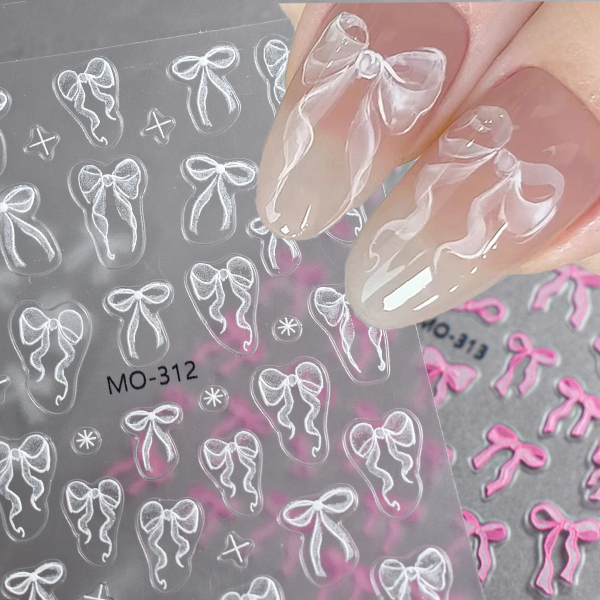 Bowknot Nail Stickers 3D Relief White Ribbon Cute Sweet Pink Self-Adhesive Nail Art Decoration Decals For Nail Tips Manicures
Bowknot Nail Stickers 3D Relief White Ribbon Cute Sweet Pink Self-Adhesive Nail Art Decoration Decals For Nail Tips Manicures
