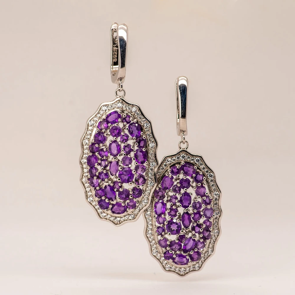 GEM'S BALLET 9.49Ct Natural Amethyst Gemstone Earrings 925 Sterling Silver Romantic Drop Earrings for Women Wedding Fine Jewelry
GEM'S BALLET 9.49Ct Natural Amethyst Gemstone Earrings 925 Sterling Silver Romantic Drop Earrings for Women Wedding Fine Jewelry