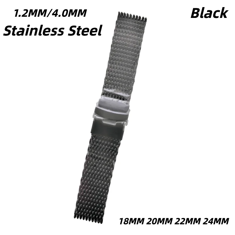 1PCS Black Stainless Steel Milanese Watch Band 1.2mm Woven Strap Adjustable Wrist Fit 18MM 20MM 22MM 24MM For Men And Women
1PCS Black Stainless Steel Milanese Watch Band 1.2mm Woven Strap Adjustable Wrist Fit 18MM 20MM 22MM 24MM For Men And Women