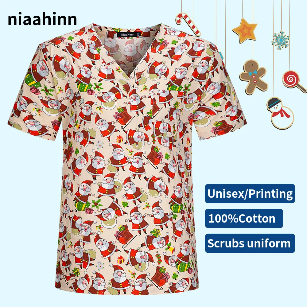 Beauty Health Scrubs Uniform Pet Clinic Work Uniform V-Neck T-Shirt Nurse Uniform Women Christmas Snowflake Printing Top Unisex
Beauty Health Scrubs Uniform Pet Clinic Work Uniform V-Neck T-Shirt Nurse Uniform Women Christmas Snowflake Printing Top Unisex