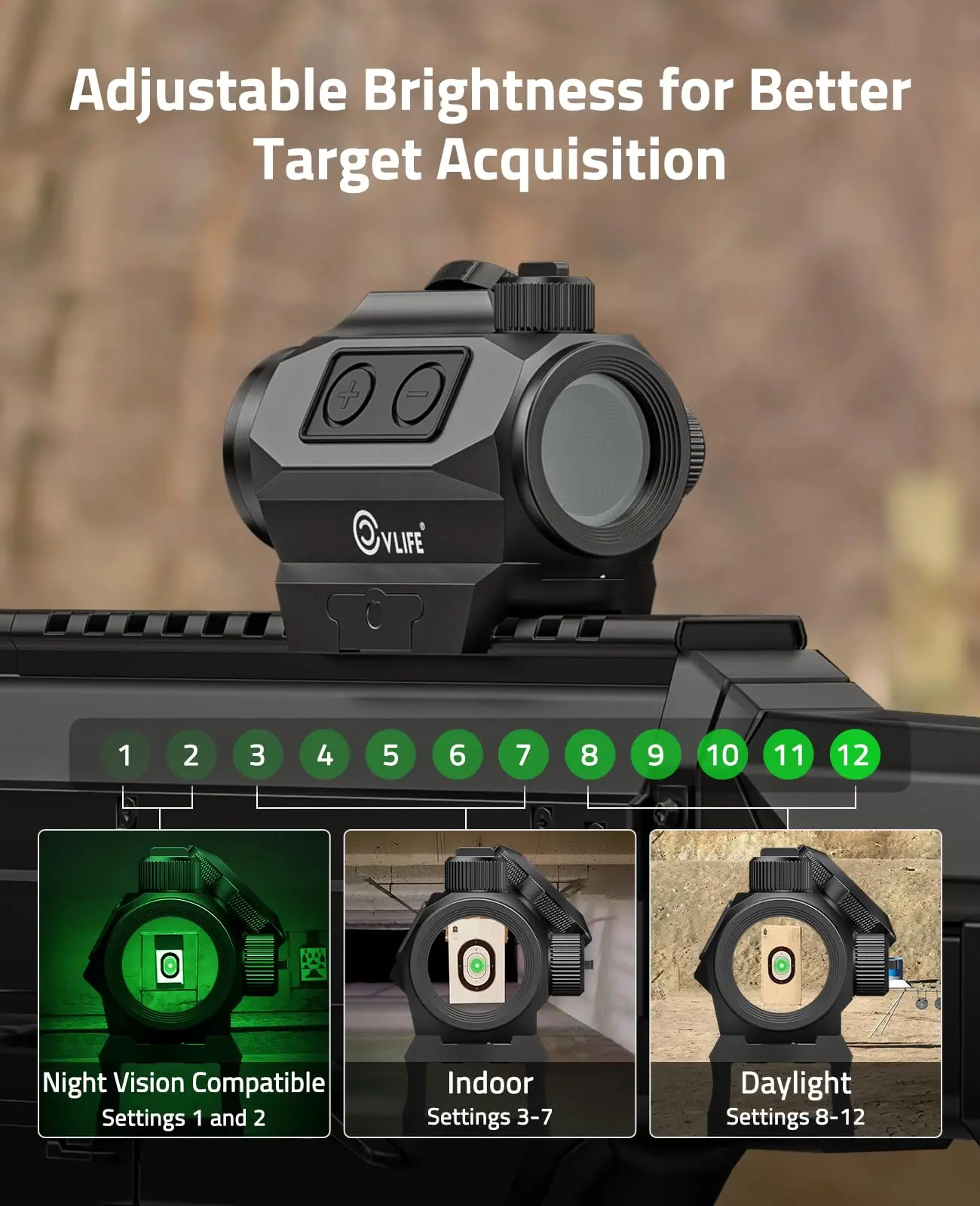 CVLIFE Green Dot Sight Motion Awake 2MOA Red Dot Rifle Scope with Absolute Co-Witness Riser Optics Reflex Sights for Picatinny
CVLIFE Green Dot Sight Motion Awake 2MOA Red Dot Rifle Scope with Absolute Co-Witness Riser Optics Reflex Sights for Picatinny