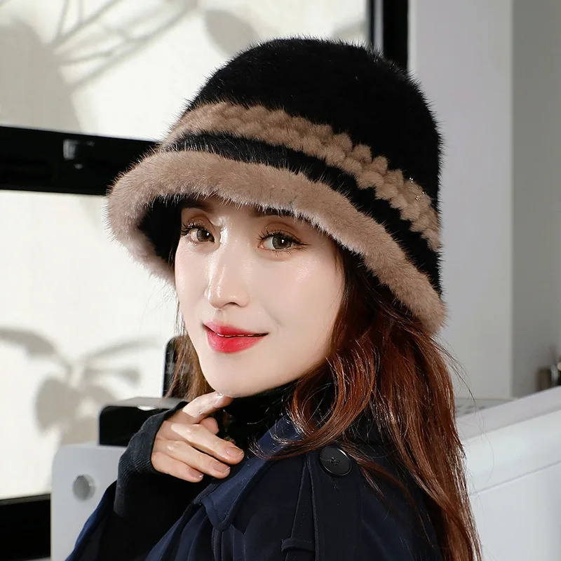Women Hat Winter Solid Mink Cap Splice Color Natural Mink Fur Hats New Russian Girl Soft Knitting Real Fur Buket Hats 2025 Warm
Women Hat Winter Solid Mink Cap Splice Color Natural Mink Fur Hats New Russian Girl Soft Knitting Real Fur Buket Hats 2025 Warm