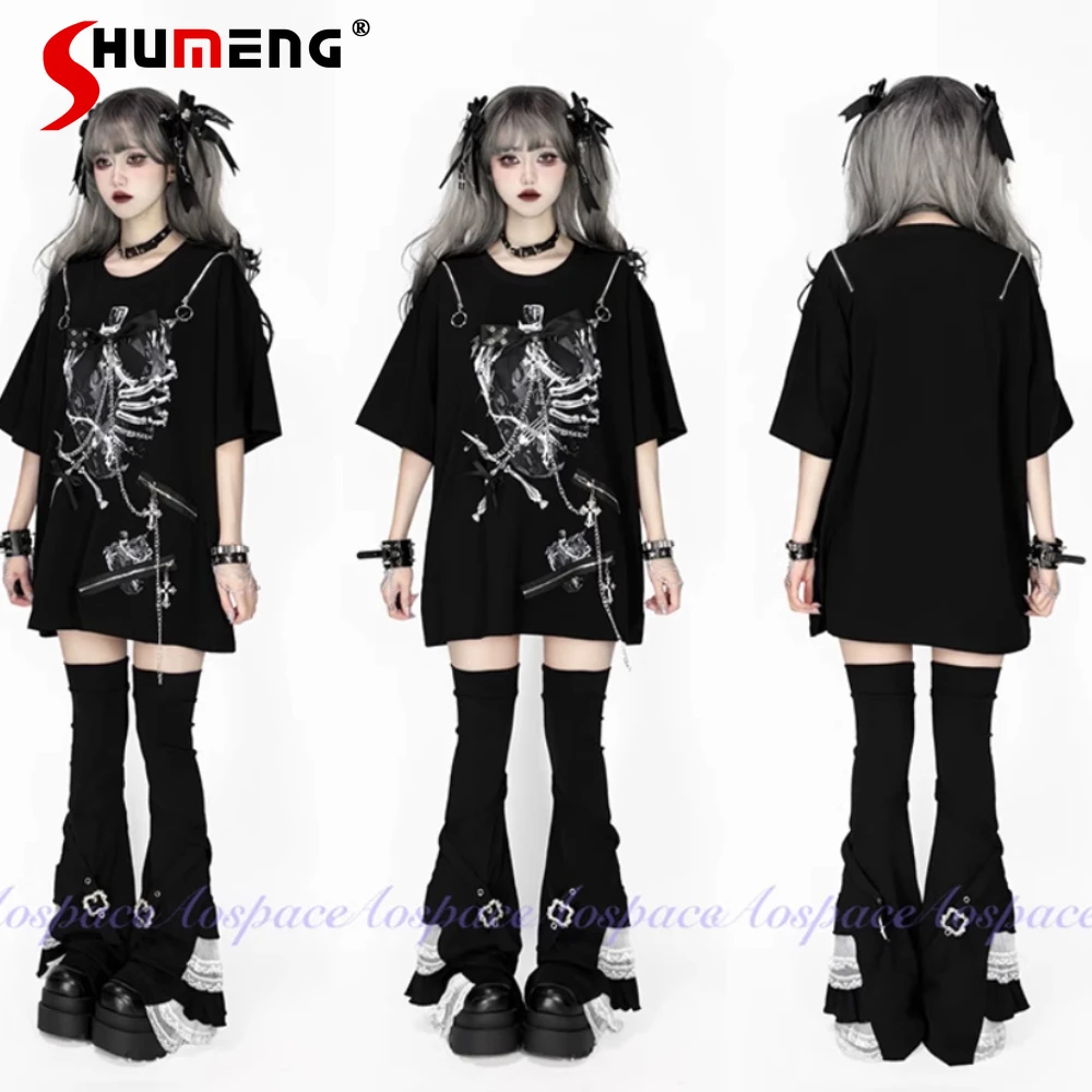 Оригинальная темная субкультура в стиле панк с открытыми плечами, короткими рукавами, круглым вырезом, с принтом, цепочкой и бантом, свободная повседневная футболка, женский летний топ
Оригинальная темная субкультура в стиле панк с открытыми плечами, короткими рукавами, круглым вырезом, с принтом, цепочкой и бантом, свободная повседневная футболка, женский летний топ