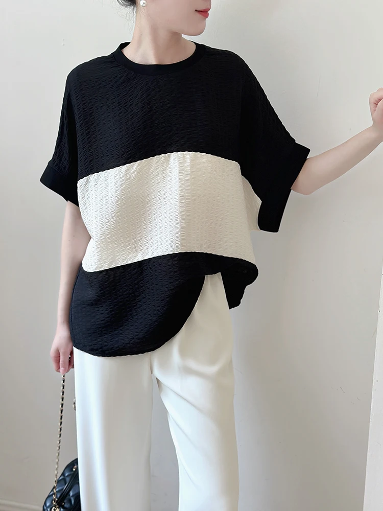 Fashionable Color Block Korean Loose Striped Silk T-Shirt Women's Luxury Sensation Summer New Silk Top Casual Style round Nec...
Fashionable Color Block Korean Loose Striped Silk T-Shirt Women's Luxury Sensation Summer New Silk Top Casual Style round Nec...