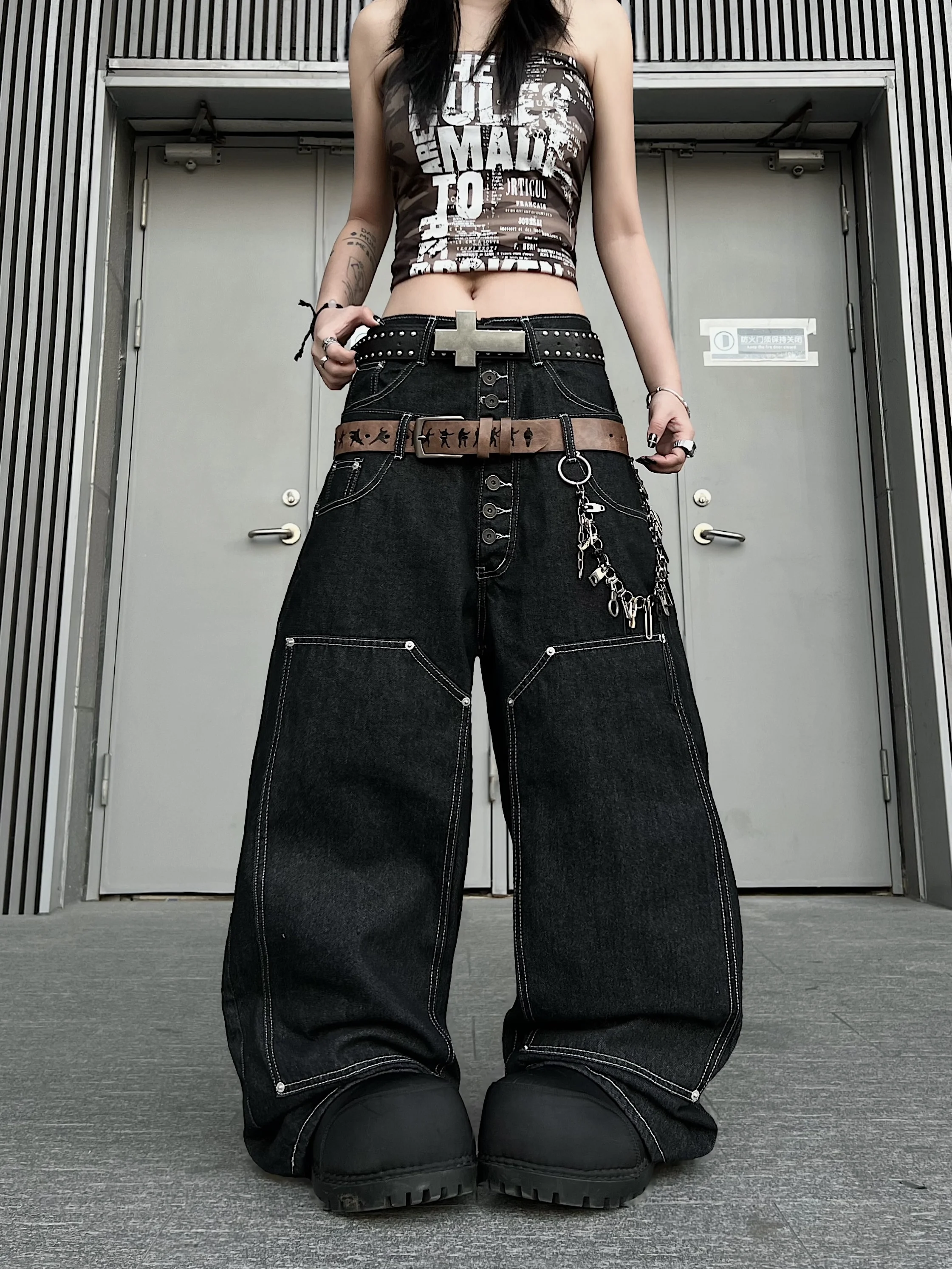 American Style Double Head Waist Jeans Straight Leg Loose Fit Original Bull Eight Ring Buckle Logging Street Heavy Duty Jeans
American Style Double Head Waist Jeans Straight Leg Loose Fit Original Bull Eight Ring Buckle Logging Street Heavy Duty Jeans