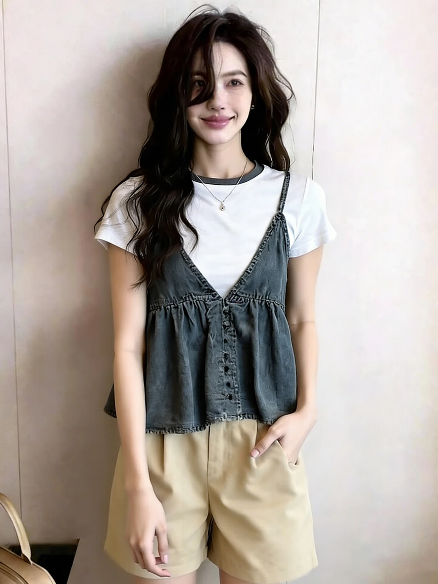 Fashionable Denim Strap Vest round Neck Color Block T-Shirt Spring Summer New Style Elegant Versatile Two-Piece Set Women's C...
Fashionable Denim Strap Vest round Neck Color Block T-Shirt Spring Summer New Style Elegant Versatile Two-Piece Set Women's C...