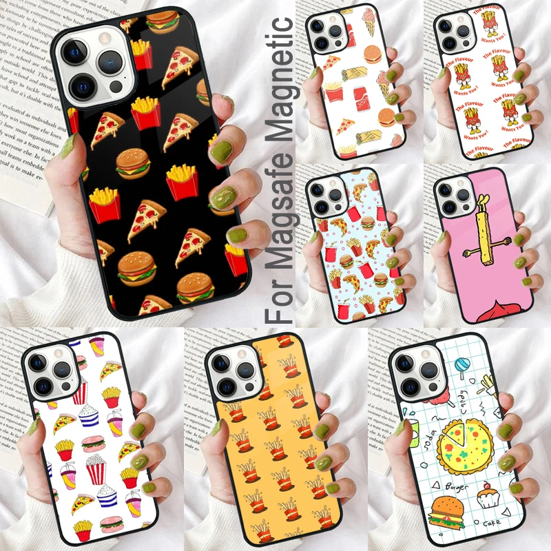Магнитный мягкий чехол для телефона с изображением картофеля фри бургеров пиццы для iPhone 16 Promax 15 Pro 13 14 Plus 11 12 Mini MagSafe Coque 
Магнитный мягкий чехол для телефона с изображением картофеля фри бургеров пиццы для iPhone 16 Promax 15 Pro 13 14 Plus 11 12 Mini MagSafe Coque