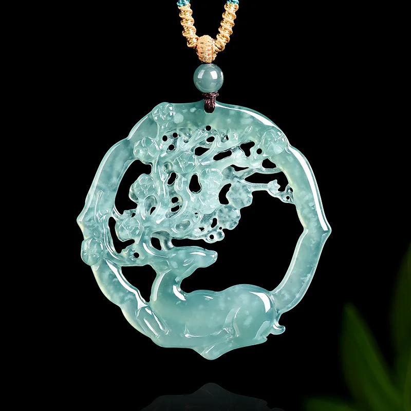 Natural Myanmar Jadeite Deer Pendant Necklace Real Jade Carved Amulet Gemstone Fashion Talismans Charm Luxury Gifts for Women
Natural Myanmar Jadeite Deer Pendant Necklace Real Jade Carved Amulet Gemstone Fashion Talismans Charm Luxury Gifts for Women