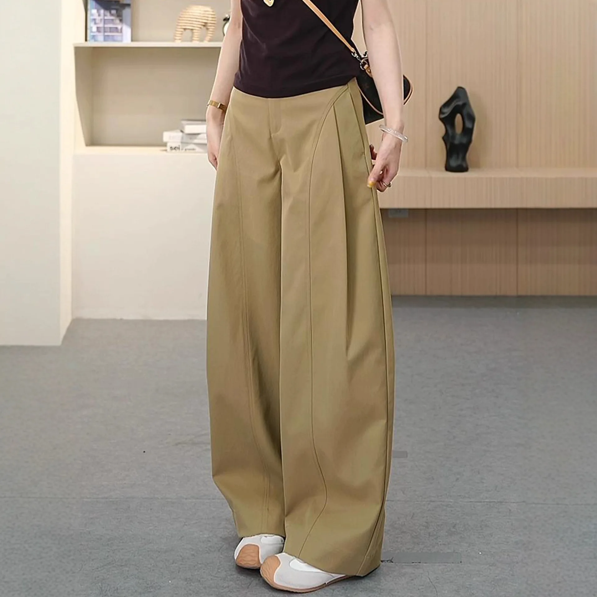 Khaki suit pants wide-leg pants women's spring loose black fashion straight-leg pants Cropped Trousers
Khaki suit pants wide-leg pants women's spring loose black fashion straight-leg pants Cropped Trousers