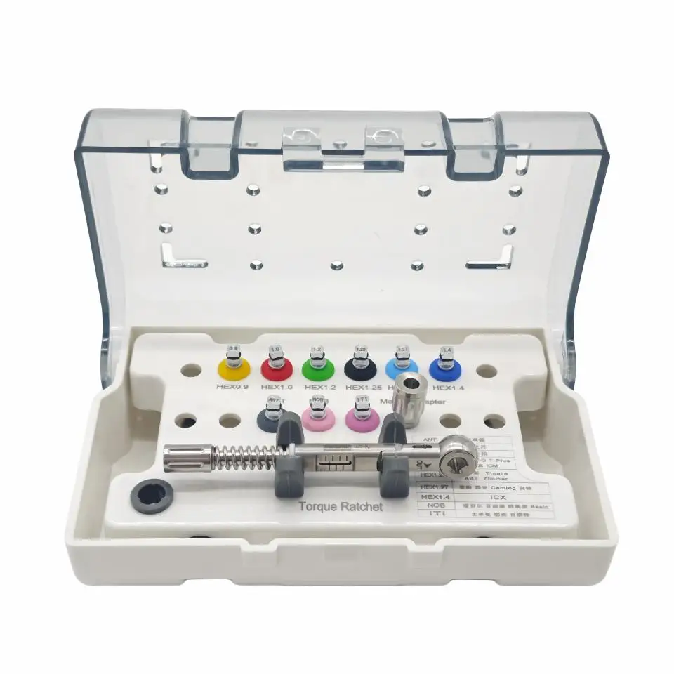 Square Drivers Dental Implant Torque Wrench Ratchet Kit for Precision Hex 1.2 1.27 ITI NOB Prosthetic Restoration Case
Square Drivers Dental Implant Torque Wrench Ratchet Kit for Precision Hex 1.2 1.27 ITI NOB Prosthetic Restoration Case