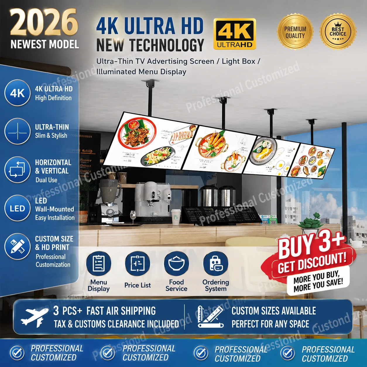 Newly customized LED advertising board, lightbox lighting, poster display, backlit menu board, restaurant wall mounted
Newly customized LED advertising board, lightbox lighting, poster display, backlit menu board, restaurant wall mounted