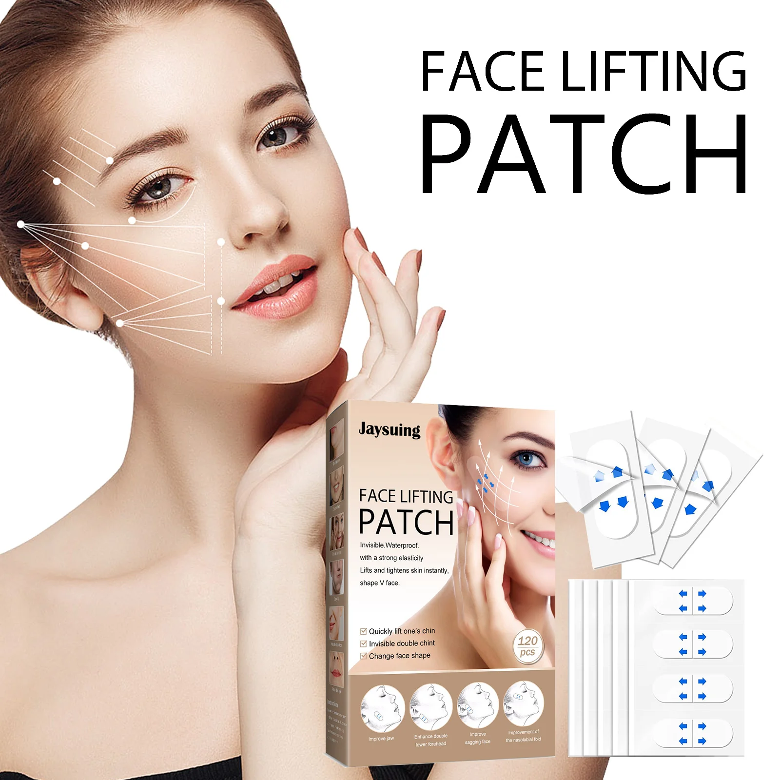 Facial lifting patch tightens the skin, tightens the chin, reduces fine lines, and shapes the face with a V-shaped lifting tape
Facial lifting patch tightens the skin, tightens the chin, reduces fine lines, and shapes the face with a V-shaped lifting tape