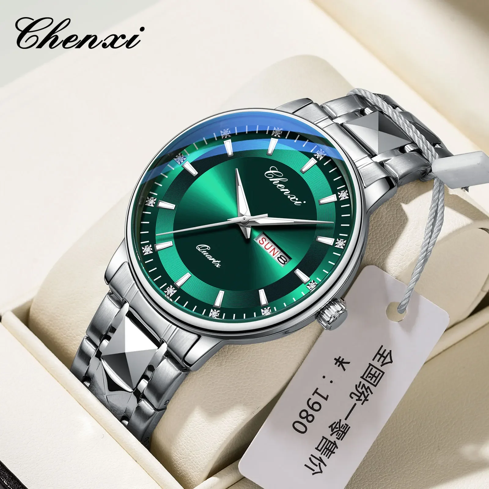 CHENXI 601, новые серебряные мужские часы, роскошные светящиеся часы с календарем недели, кварцевые часы из нержавеющей стали, модные деловые часы
CHENXI 601, новые серебряные мужские часы, роскошные светящиеся часы с календарем недели, кварцевые часы из нержавеющей стали, модные деловые часы