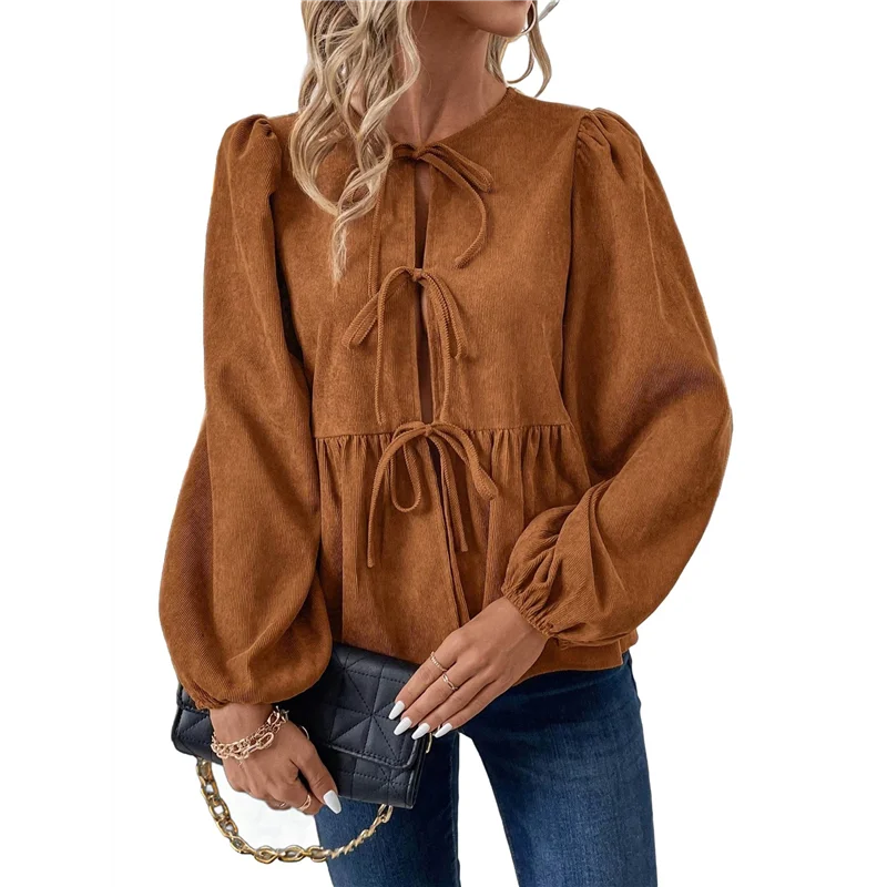 【D75C】Women's Spring Fall Babydoll Peplum Blouse Shirt Puff Long Sleeve Tie Front Trendy Cute Y2K Going Out Tops 
【D75C】Women's Spring Fall Babydoll Peplum Blouse Shirt Puff Long Sleeve Tie Front Trendy Cute Y2K Going Out Tops