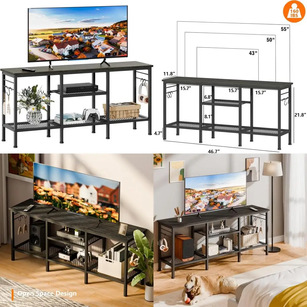 TV Stand for TVs up to 55 Inch, Entertainment Center with Open Storage Shelves, Media Console Table with Soundbar Shelf for Livi
TV Stand for TVs up to 55 Inch, Entertainment Center with Open Storage Shelves, Media Console Table with Soundbar Shelf for Livi