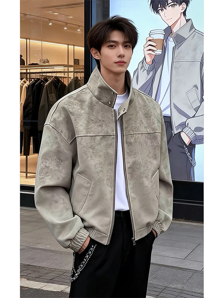 Мужская куртка из искусственной кожи с эффектом окрашивания, матовая, с воротником-стойкой, в байкерском стиле, на молнии, для весны и осени
Мужская куртка из искусственной кожи с эффектом окрашивания, матовая, с воротником-стойкой, в байкерском стиле, на молнии, для весны и осени