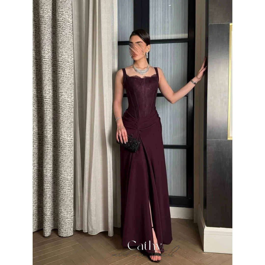 Cathy Customized Russet Lace Square Neck Prom Dress Elegant Zip Back vestidos de noiva Floor-length With Slit Evening Dresses
Cathy Customized Russet Lace Square Neck Prom Dress Elegant Zip Back vestidos de noiva Floor-length With Slit Evening Dresses